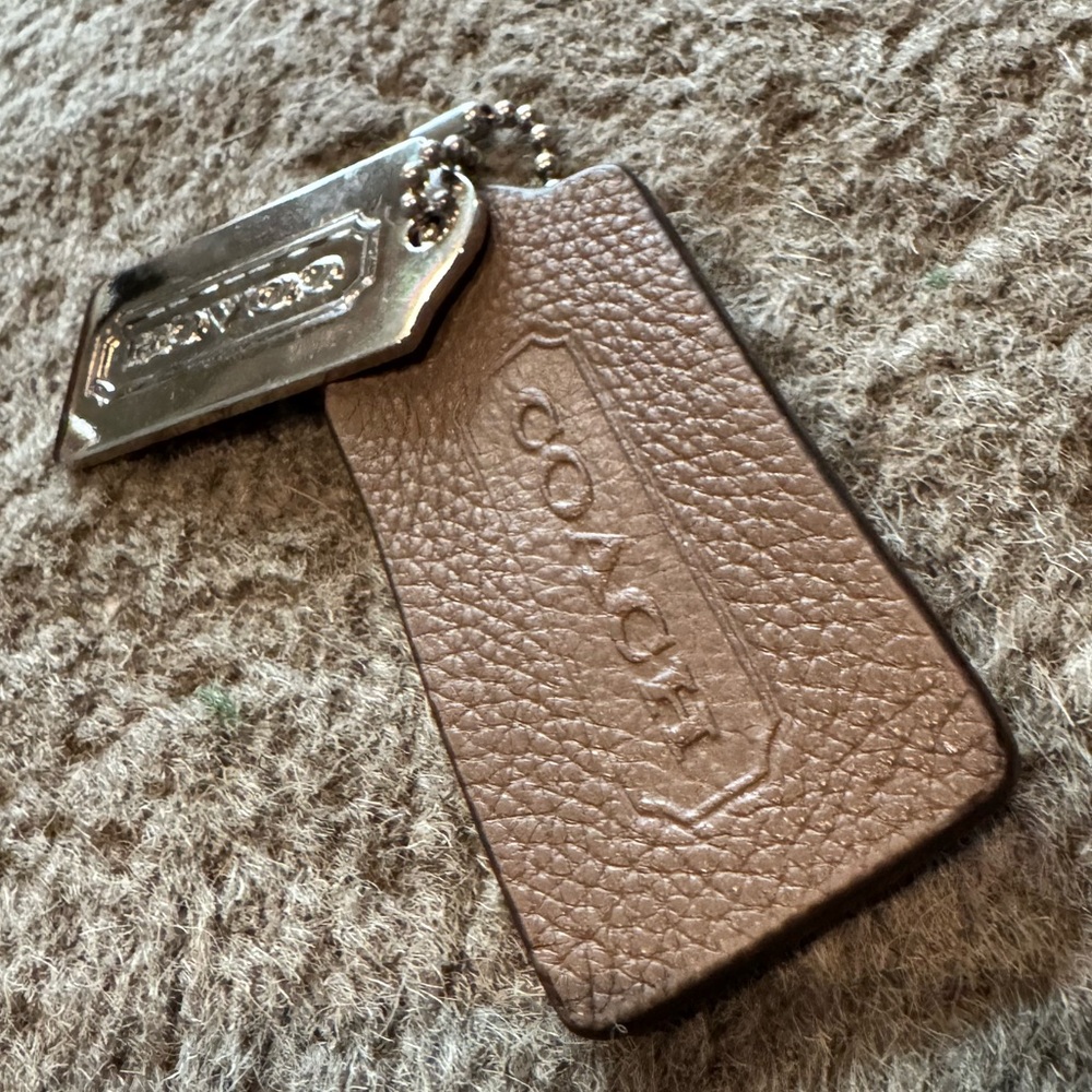 Coach Tan/Mocha Leather and Metal Tags